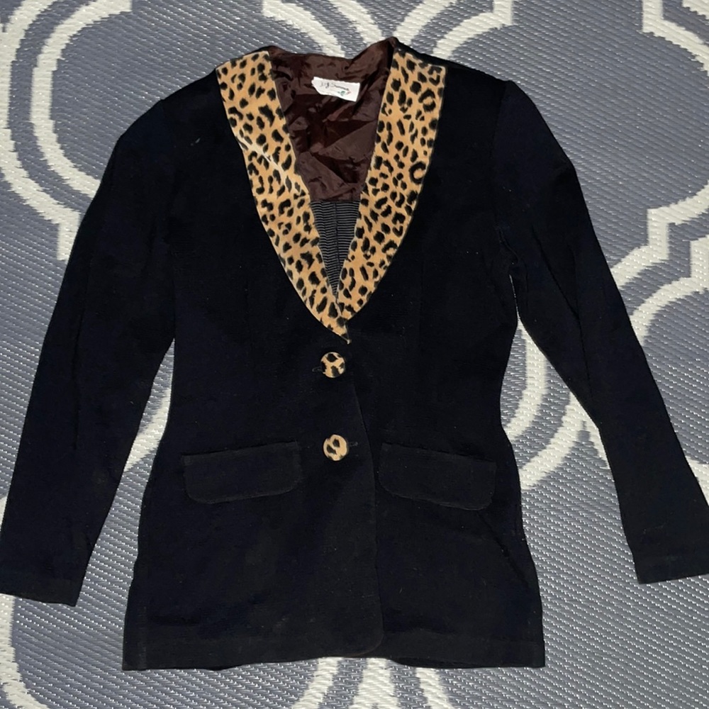 Blazer with cheetah trim